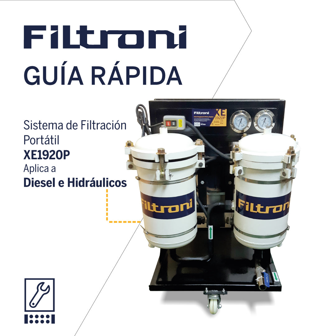 XE1920P FILTRONI Sistema Pulidor Portatil 1920 LPH para Combustible Diesel, Lubricantes o Fluidos Hidráulicos  110V AC 10micrones