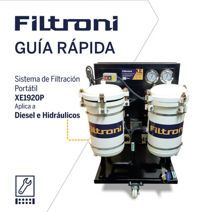 XE1920P FILTRONI Sistema Pulidor Portatil 1920 LPH para Combustible Diesel, Lubricantes o Fluidos Hidráulicos  110V AC 10micrones