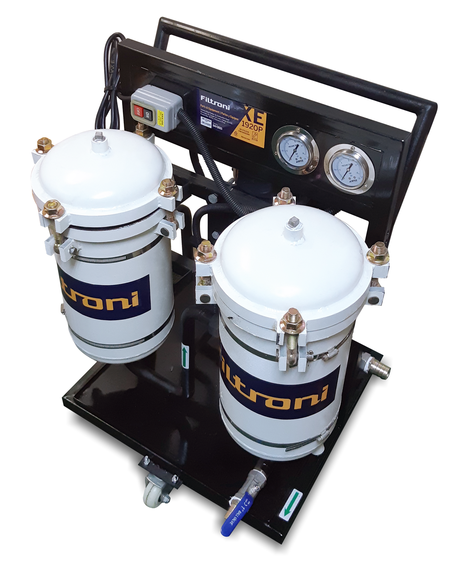 XE1920P FILTRONI Sistema Pulidor Portatil 1920 LPH para Combustible Diesel, Lubricantes o Fluidos Hidráulicos  110V AC 10micrones