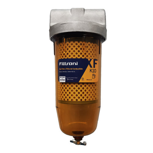 XF10A FILTRONI PortaFiltro con Drenaje para Tanques de Combustible con descarga por gravedad. Incluye Elemento 25mic | Numeros de Parte OEM Baldwin B10-AL Wix 24380