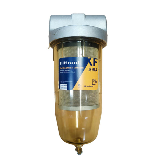XF10RA FILTRONI PortaFiltro con Drenaje para Tanques de Combustible con descarga por gravedad. Incluye elemento Reusable de Malla Metalica Numeros de Parte OEM Baldwin B10-AL