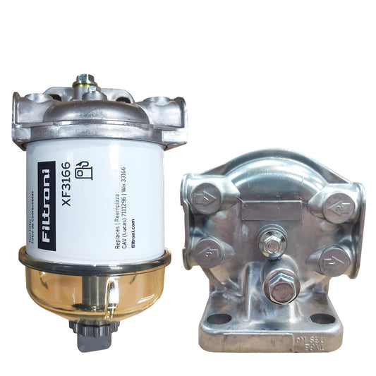 XF296A FILTRONI Kit Filtro de Combustible Separador de Agua CAV 296 para Motores Agrícolas. Incluye: Base de Montaje, Elemento y Vaso (Tazón) Plástico
